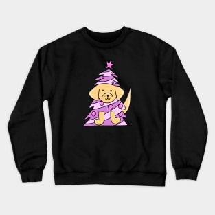 Cute Dog in a Pink Christmas Tree with Ornaments, made by EndlessEmporium Crewneck Sweatshirt